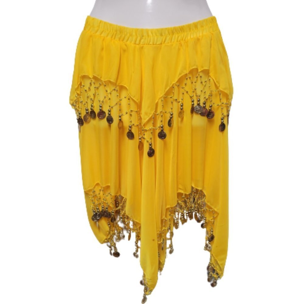 Yellow Belly Dancing Skirt, Party Skirt, Sheer Skirt, Yellow Skirt- NEW